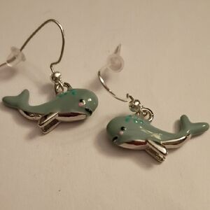 Whale Design Silver Earrings